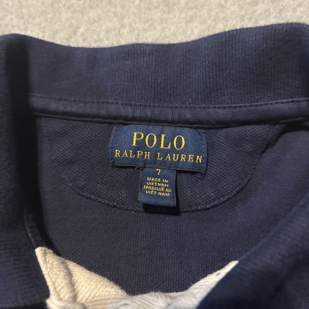 Polo Ralph Lauren Big Pony Boys Sz‎ 7 Polo Shirt Striped Blue White - Picture 3 of 11